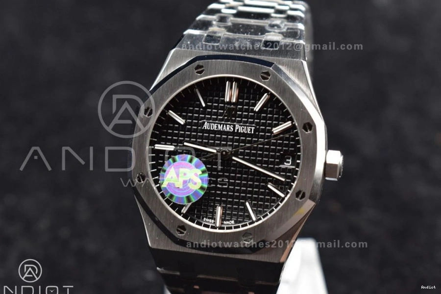 SS Oak SS Best Bracelet 1:1 A4302 Edition 15500 APSF Dial Textured Clone 41mm on Super Royal Black 0125